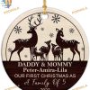 Personalized First Christmas Family of Five Deer Ornament, 2023, Custom Names