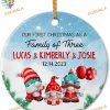Personalized First Christmas Family of Three Gnomes Ornament, Custom Names 2023