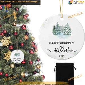 Personalized First Christmas Married 2023 Christmas Ornaments
