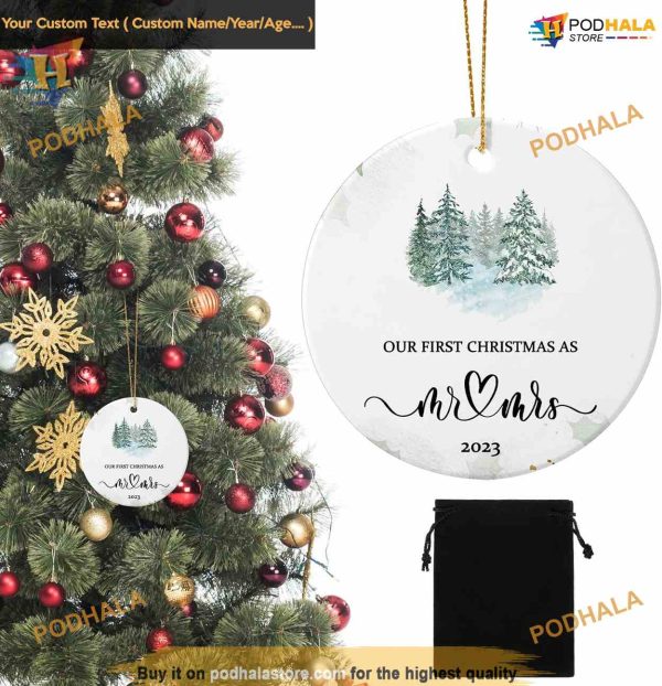 Personalized First Christmas Married 2023 Christmas Ornaments