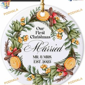 Personalized First Christmas Mr & Mrs 2023 Family Christmas Ornaments