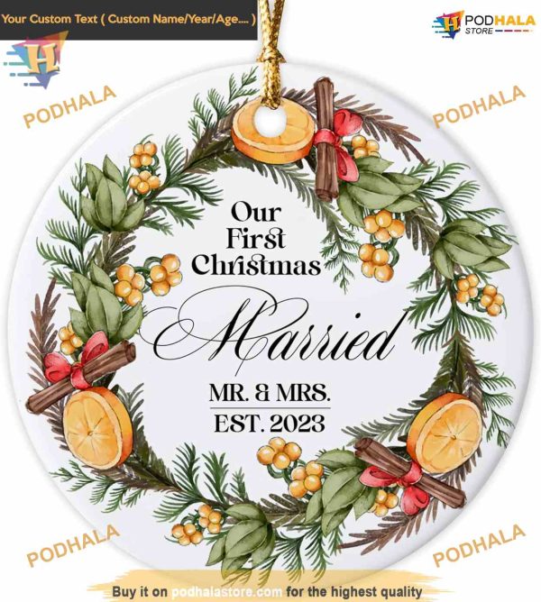 Personalized First Christmas Mr & Mrs 2023 Family Christmas Ornaments