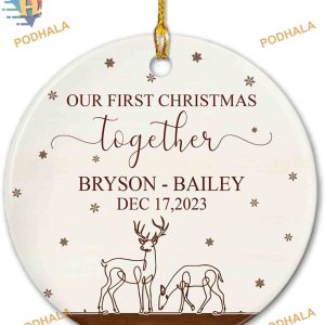 Personalized First Christmas Together Ornament, Couple Deer, Anniversary Gift 2023