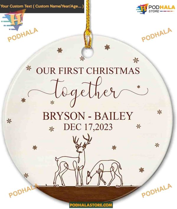 Personalized First Christmas Together Ornament, Couple Deer, Anniversary Gift 2023