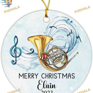 Personalized French Horn Ornament 2023, Musician Christmas Keepsake