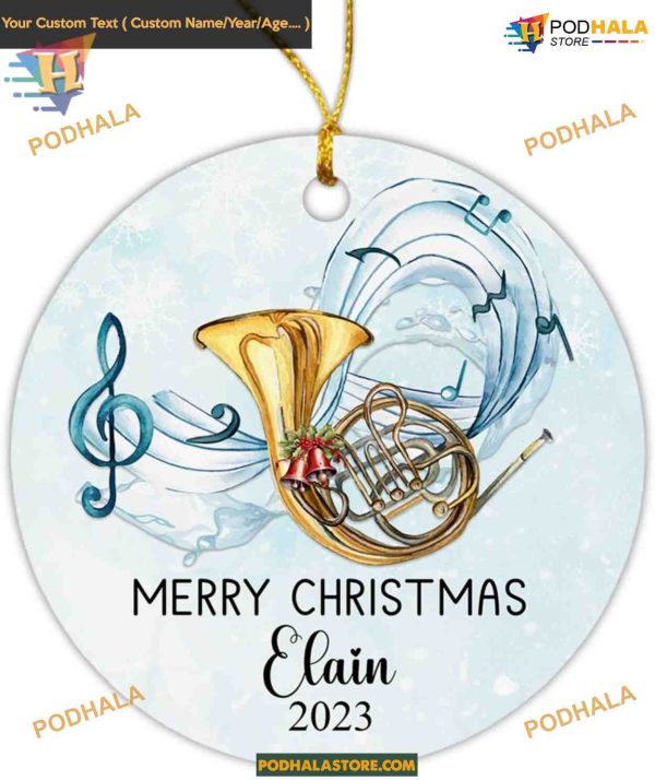 Personalized French Horn Ornament 2023, Musician Christmas Keepsake