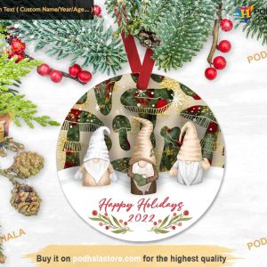 Personalized Gnome Holiday Ornament, Festive Family Gift Idea