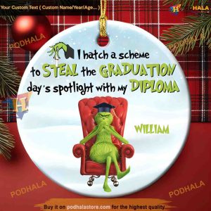 Personalized Graduate Grinch Ornament, Max Grinch Christmas Ornaments