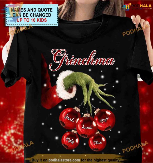 Personalized Grandma Grinch Hand Xmas Shirt, Grinch Christmas Gifts