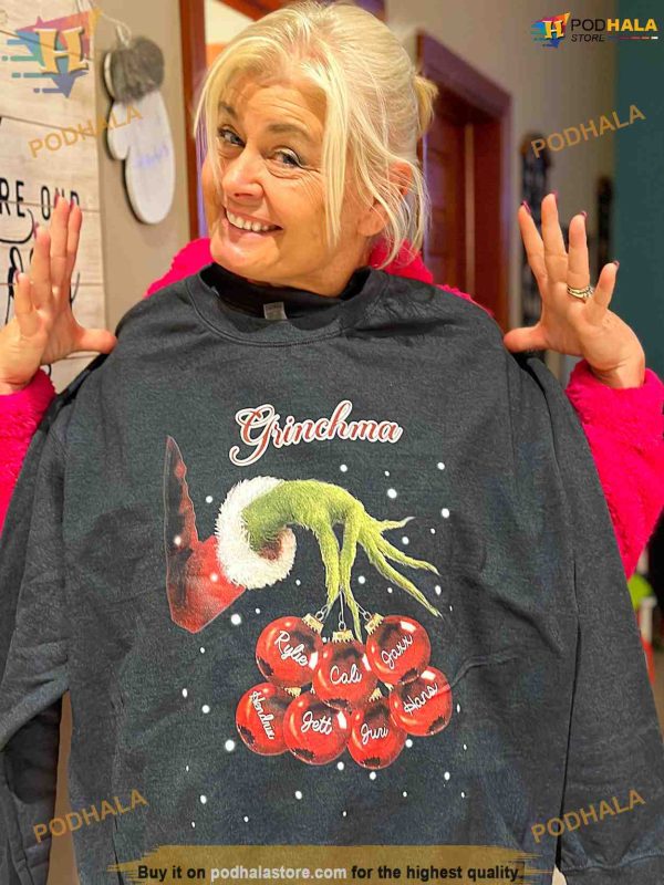 Personalized Grandma Grinch Hand Xmas Shirt, Grinch Christmas Gifts