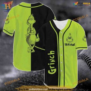 Personalized Grinch Face Christmas Baseball Jersey, Grinch Stole Xmas Gift