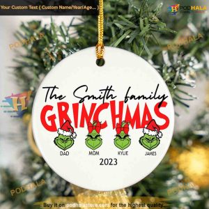 Personalized Grinch Family Decor, Grinch Christmas Tree Ornaments