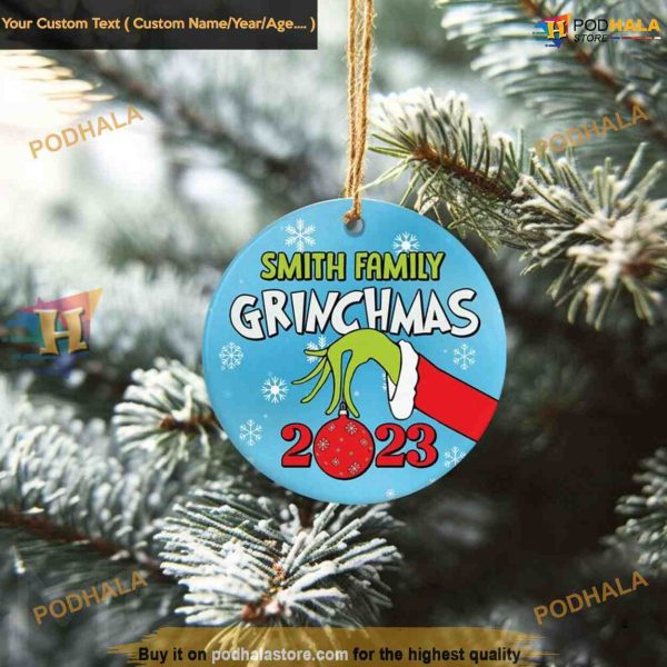 Personalized Grinch Family Holiday Ornament, The Grinch Tree Decorations