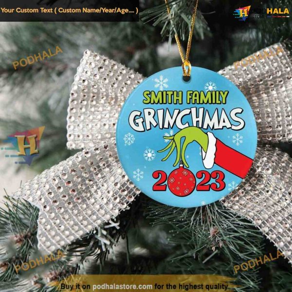 Personalized Grinch Family Holiday Ornament, The Grinch Tree Decorations