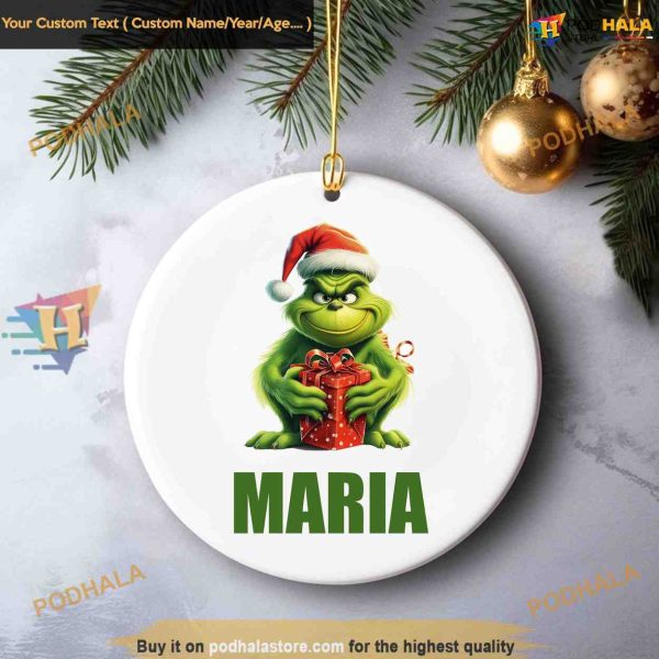 Personalized Grinch Name Decor, Cartoon Grinch Christmas Gifts