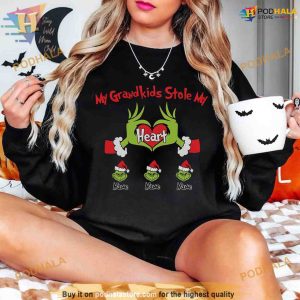 Personalized Grinchmas Sweatshirt, My Grandkids Stole My Heart Shirt