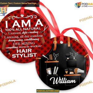 Personalized Hairdresser Christmas Ornament, 2023 Barber Gift