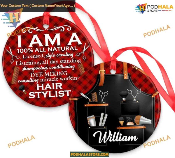 Personalized Hairdresser Christmas Ornament, 2023 Barber Gift