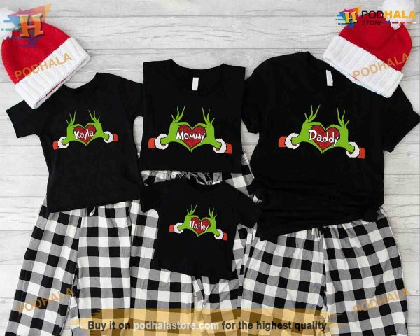 Personalized Heartfelt Grinch Xmas Family, Custom Funny Grinch Shirt
