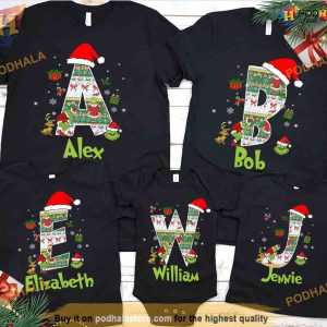 Personalized Matching Grinch Alphabet Squad Shirt, Grinch Christmas Shirt
