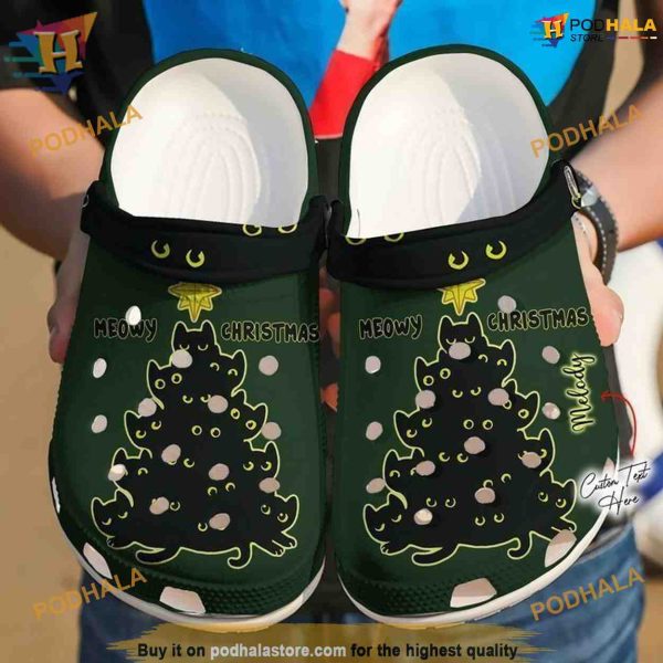 Personalized Merry Christmas Cat V1 Crocs, Funny Xmas Gifts