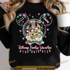 Personalized Mickey Friends Globe 2023 Shirt, Mickey's Very Merry Party, Disneyland Disneyworld Tees