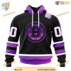 Personalized NHL Black Hockey Fights Cancer Boston Bruins Hoodie 3D, Supportive Apparel