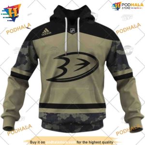 Personalized NHL Camo Military Authentic Ducks Hockey Apparel Hoodie 3D 2