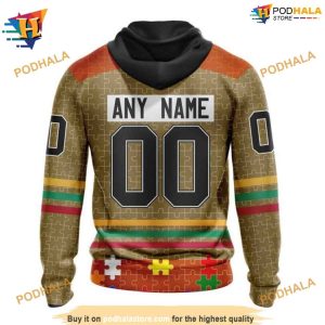 Personalized NHL Fearless Against Autism Anaheim Ducks Hoodie 3D 2