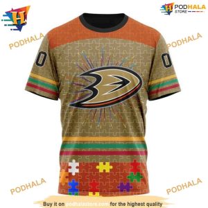 Personalized NHL Fearless Against Autism Anaheim Ducks Hoodie 3D 3