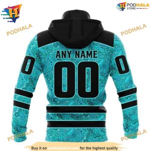 Personalized NHL Fight Ovarian Cancer Ducks Hockey Hoodie 3D 2