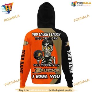 Personalized NHL Laugh and Cry Design Ducks Hockey Hoodie 3D 2