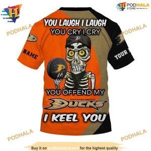 Personalized NHL Laugh and Cry Design Ducks Hockey Hoodie 3D 4