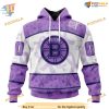Personalized NHL Lavender Cancer Fight Boston Bruins Hoodie 3D, Unique Bruins Gear