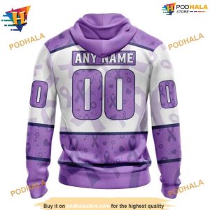 Personalized NHL Lavender Fight Cancer Ducks Hockey Apparel Hoodie 3D 2