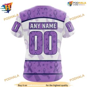 Personalized NHL Lavender Fight Cancer Ducks Hockey Apparel Hoodie 3D 4