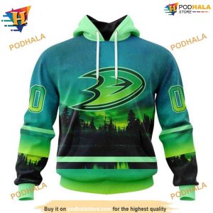 Personalized NHL Northern Light Design Anaheim Ducks Apparel Hoodie 3D 1
