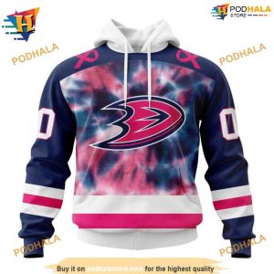 Personalized NHL Pink October Fight Breast Cancer Ducks Apparel Hoodie 3D 1