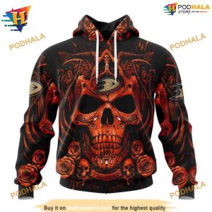 Personalized NHL Skull Art Design Unique Anaheim Ducks Hoodie 3D 1