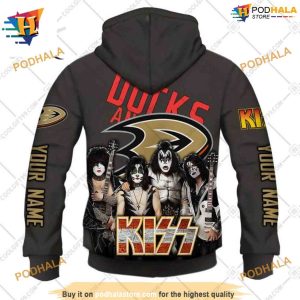 Personalized NHL x Kiss Band V2 Style Anaheim Ducks Hoodie 3D 2
