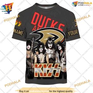 Personalized NHL x Kiss Band V2 Style Anaheim Ducks Hoodie 3D 3