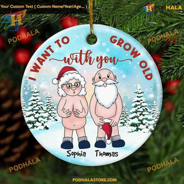 Personalized Name Christmas Ornaments 2023, Custom Photo, Old Couple Gift