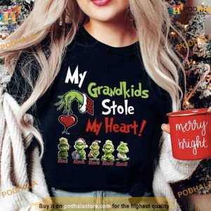 Personalized Name Grandma Christmas Grnch Hand Shirt Xmas Gift for Grandparents 2