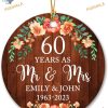 Personalized Names & Years, Wedding Anniversary Christmas Ornament, 60th Celebration