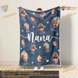 Personalized Photo Blanket, Custom Baby Photo for Grandma, Mother's Day Gift