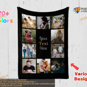 Personalized Photo Collage Blanket, Family Memories Gift, Christmas Gift