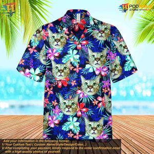 Personalized Photo Hawaiian Shirt Custom Dog Cat Face Tropical Birthday Gift 5