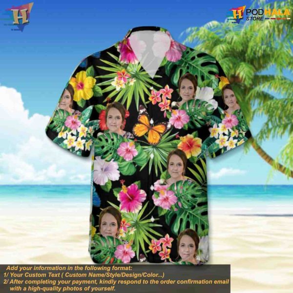 Personalized Photo Hawaiian Shirt, Custom Face Adult Tropical Birthday Shirt