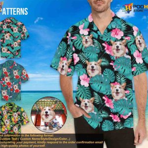 Personalized Photo Hawaiian Shirts, Custom Dog Face Valentine's Father's Day Gift