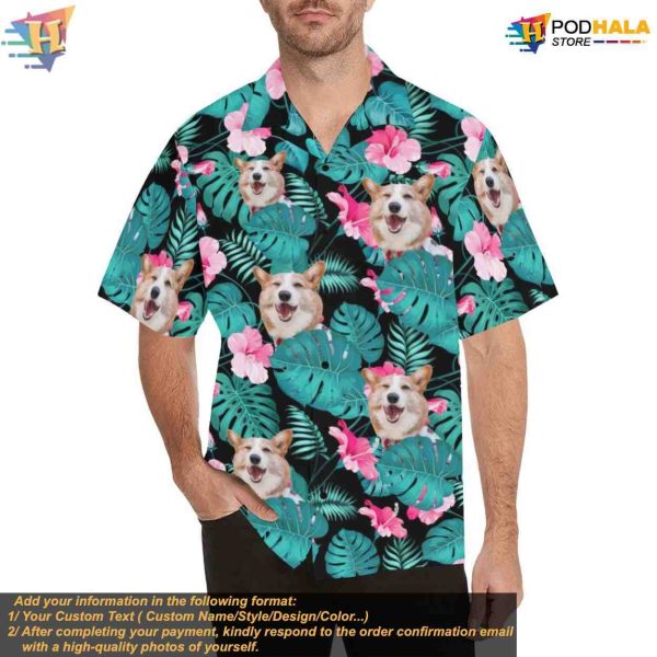 Personalized Photo Hawaiian Shirts, Custom Dog Face Valentine’s Father’s Day Gift